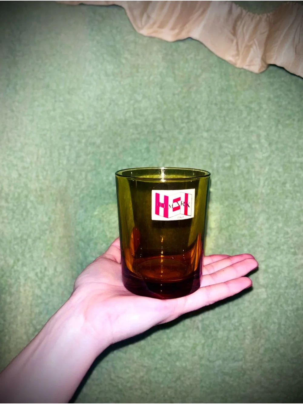 Vtg 1960s Set of (6) Himark MCM Lowball Amber Glass Tumblers